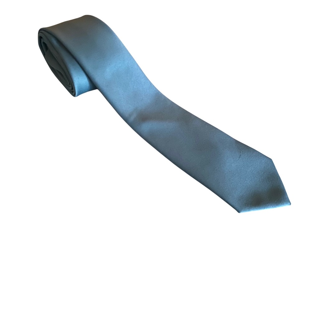 Azazie Dusty Blue Solid Polyester Satin Tie Formal Wedding Necktie